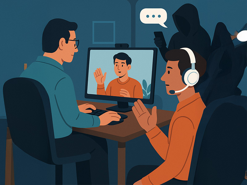 Cover illustration with the headline Technical Interview Fraud: How It Happens — and How to Prevent It, showing a remote interview with hidden fraudulent assistance.